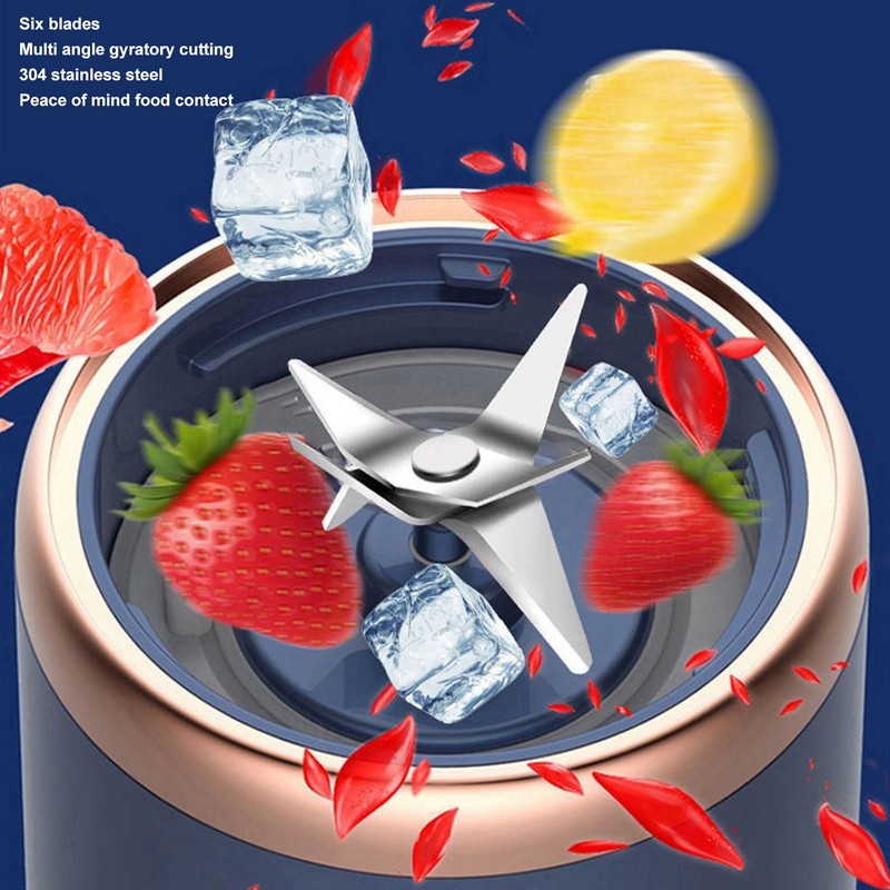 300ml Portable Blender Cordless for Shakes Juice Six Blades USB