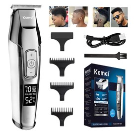 KEMEI Trimmer Cordless Hair Clipper for Men Professional Electric Beard Trimmers Barber Hair Cuttings Kit, Zero Gapped T Blade Detailers Trimmers for Men, KM-5027