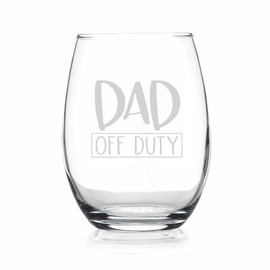 YmeerGifts Dad Off Duty Stemless Wine Glass - First Time Father Gifts - New Father Gifts - Gender Reveal Gift For Daddy - Best Gift For Expecting Father - Funny Father's Day Gifts, 15oz, Transparent