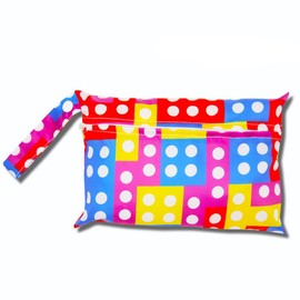 Qiantull Mini Nappy Bag with Colourful Animal Pattern Waterproof Wet Bag Changing Bag 22 x 15 cm Small Wet Bag Nappy Bag Wet Dry Cloth Organiser Bag Swimming Travel Beach Colourful Rubik's Cube