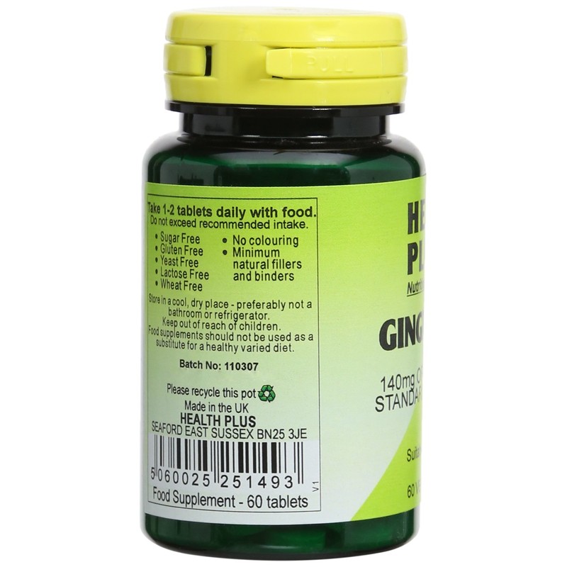 Health Plus Ginger Root 550mg Digestive Health Plant Supplement -
