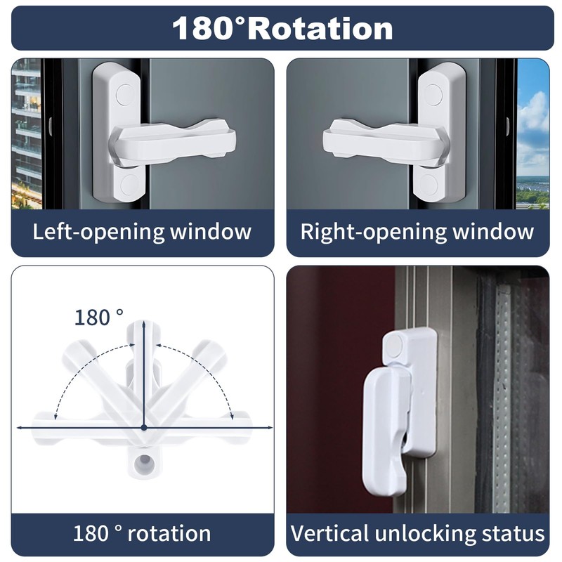 4 Pack Sash Jammers Blocker Window Locks, Strong Window Handles