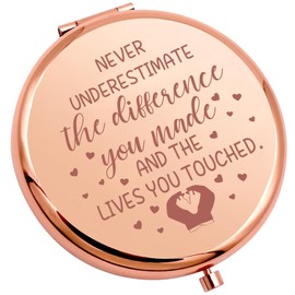 SEIRAA Midwife Gifts Midwife Nurse Compact Makeup Mirror Never Underestimate The Difference You Made Thank You Midwife Gift (Never Underestimate Mirror)