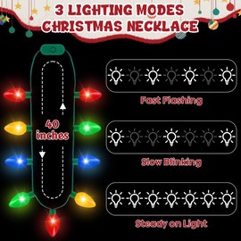 Blowata 6PCS Christmas Light Necklace, 9 Bulbs Christmas Accessories with 3 Flash Modes, Colorful Xmas Light Necklace for Party Favor Xmas Decorations Ugly Sweater Party Supplies Holiday Decor