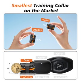Tiniest Dog Shock Collar, Lightest Dog Training Collar with Remote for Small Dogs 5-15lbs & Medium Large Dogs/Puppies, Waterproof, Rechargeable, 1300ft Range (Orange&Ultra Tiny)