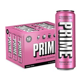 PRIME HYDRATION PRIME HYDRATION Energy Drink Strawberry Watermelon, Naturally Flavored, 200mg Caffeine, Zero Sugar, 300mg Electrolytes, Vegan, 12 Fl Oz per Can (Pack of 12)