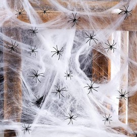Ayizhiniu Ragnatele Halloween, Ragnatele Halloween Estensibili, Ragnatele Halloween Decorazioni, Bianco Ragnatele Portare 40 Ragno, Adatto Decorazioni Halloween Oggetti Scena