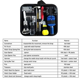 YWHWLX 147-Pcs Watch Repair Kit, Watch Back Remover Tool, Watch Case Opener Spring Bar Tools, Watch Band Link Pin Tool Set with Carrying Case, Silver, Modern