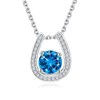 CAIDIKA Blue Topaz Horseshoe Necklace for Women Sterling Silver Created