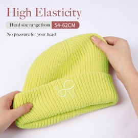 WKF Womens Knit Beanie Hat Acrylic Winter Hats for Women Men Soft Warm Unisex Cuffed Beanie (Bright Yellow)