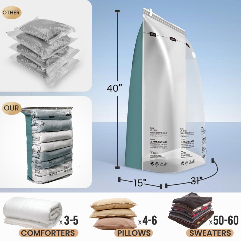 TAILI Vacuum Bags for Duvets Cubes with Airtight for Blankets,