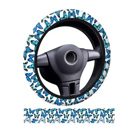 ADQWIOVL Car Steering Wheel Cover, Universal 15 Inch Neoprene Non-Slip Steering Wheel Covers, Funny Car Accessories for Women Men Fit Auto, Suvs, Truck Cute Blue Butterfly