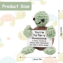MADGININE Positive Gifts Mini Funny Active Turtle Emotional Support Gift Cute Crochet Turtle Emotional Support Plush Positive Crochet Turtle Gifts Suitable for Christmas Home Desktop Decoration