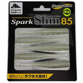 CORMORAN Worm Aqua Wave Spark Slim 3.3 inches (85 85 mm) Shirasglow #S44 Lure