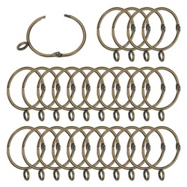 PATIKIL 1.5 Inch Inner Dia Curtain Rod Rings with Eyelets, 25 Pcs Metal Drapery Ring for Curtain Rods Hoop Pins, Bronze