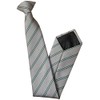 Men's Clip On Tie (Grey with Bottle Green Double Stripes)