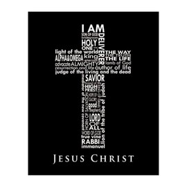 Names of Jesus - Cross Christian Wall Decor, Minimalist Decor Inspirational Wall Art, Modern Bible Inspired Print For Living Room Decor Aesthetic or Church (Unframed, 16 x 20 inches)
