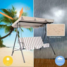 Replacement Canopy For Swing Seat 2 & 3 Seater Sizes Garden Hammock Cover (120 * 142 * 18CM, Beige)