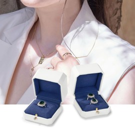 Papten Single Ring Box Elegant White Octagonal Ring Box with PU Leather and Microfiber for Proposals, Engagement & Secure Storage