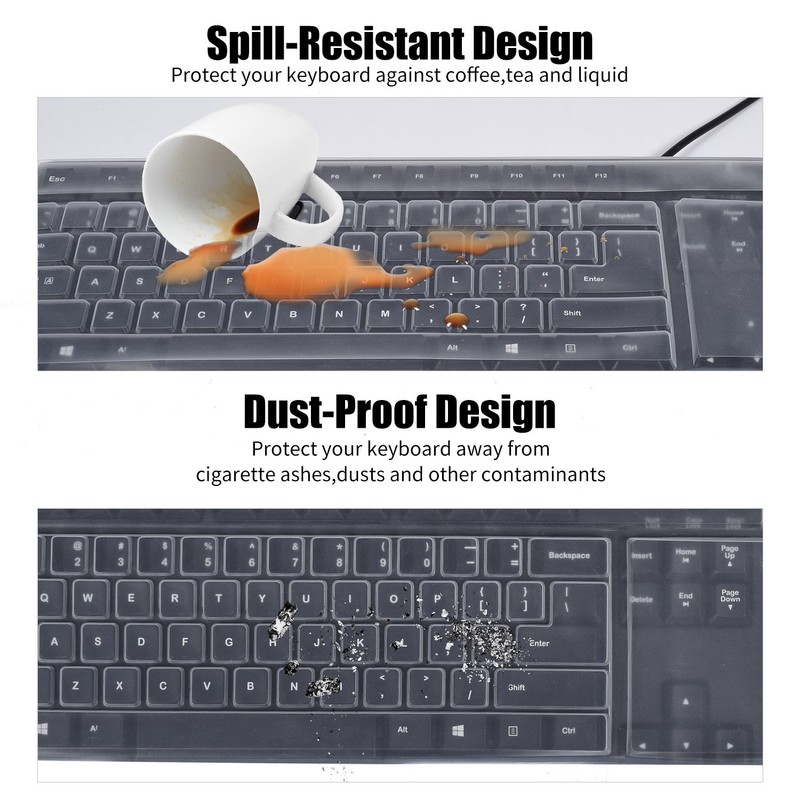 Clear Desktop Computer Keyboard Cover Skin for PC 104/107 Keys