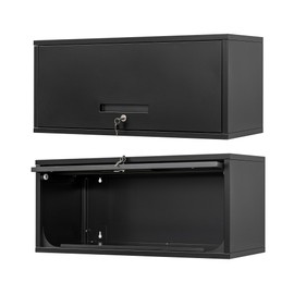 Anxxsu Metal Wall Storage Cabinet with Up-flip Door, Wall-Mounted Storage Cabinet for Garage, Warehouse, Home, Office, Assembly Required (Black, One Cabinet)
