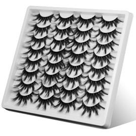 Bershnor 25MM False Eyelashes Faux Mink Fluffy Lashes Dramatic 3D Big Lashes Christmas Fake Lashes Volume 16 Pairs Pack