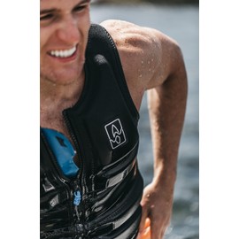 Mens Neoprene Wakesurf Comp Vest - Designed Exclusively for Wake Surfing, but Great for All Other Watersports Activities! (Black, Large)