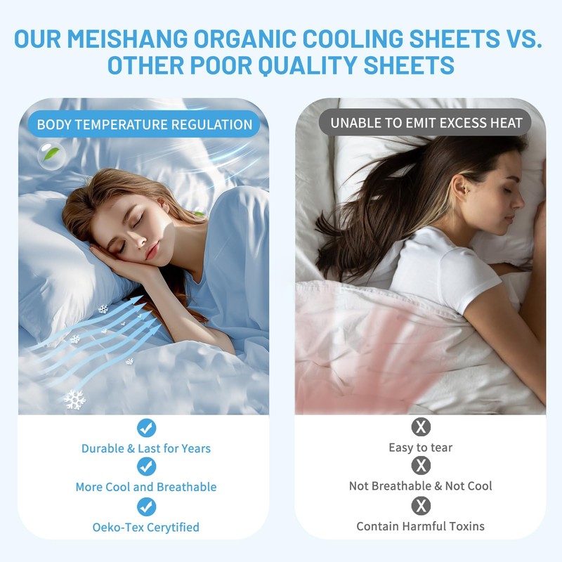 MEISHANG Cooling Sheet Set King Size -Cooling Sheets-Rayon Derived from