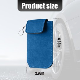 HZEL Car Key Case, Leather Vehicle Keybag Storage Holder with Snap Button, Multifunctional Automotive Keychain Pouch Fob Organizer Accessories, Universal for SUV, Sedan, Truck (Blue)