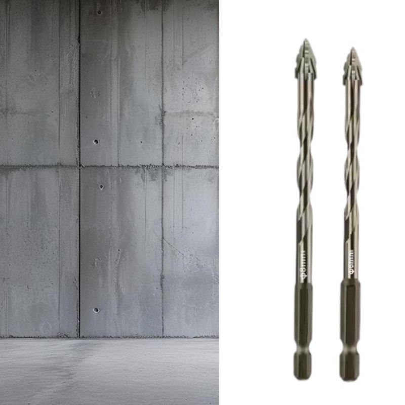 Milageto 2 Pieces Four Flute Sawtooth Eccentric Drill Bits Hexagon