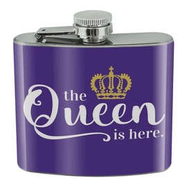 The Queen is Here Crown Royalty Stainless Steel 5oz Hip Drink Kidney Flask
