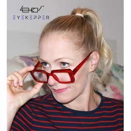 Eyekepper Square Design Eyeglasses for Women Stylish Glasses - Red +0.00