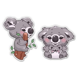 Two Cute Koalas - 7" Each Vinyl Stickers - for Car Laptop I-Pad - Waterproof Decals