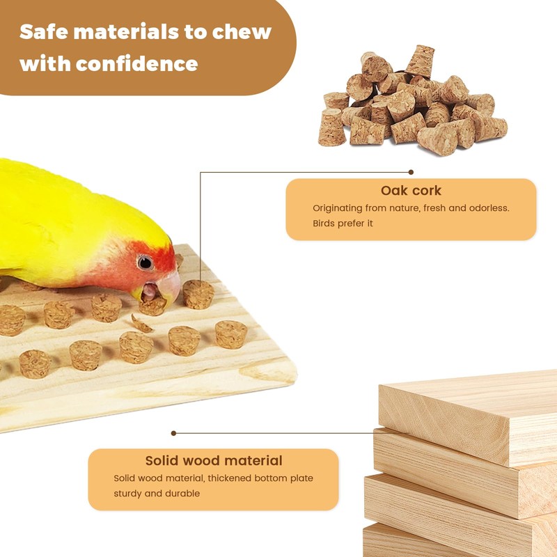 Vogelkau-Spielzeug mit Schraubbefestigung, Holz-Futtersuche für Papageien, Sittiche, kleine & mittelgroße