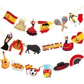 Spain Party Banners Spanish Fiesta Party Decorations 2PCS Spanish Cutout Banners Spain Theme Birthday Decorations for Española Flamenco Spanish Football Bullfight Party Supplies