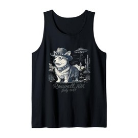 Cowboy Corgi UFO Encounter Roswell New Mexico Retro Style Tank Top