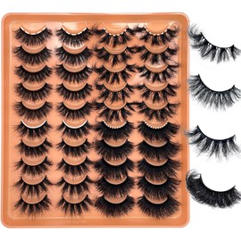 SISIYDY Mink Eyelashes Fluffy Full Long 20MM 25MM Strips Lashes Dramatic Volume Cat Eye Faux Mink Thick Eyelashes 4 Styles Mixed Fake Lashes Pack Bulk YH328