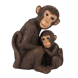 Adorable Brown Resin Mother & Baby Monkey Ornament - 10cm x 8cm (1 Pc.) - Charming Rustic Design, Durable Handcrafted Decor, Nature-inspired Gift - Ideal for Home Accessory