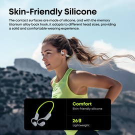 Langsdom AirWare Pro Open Ear Running Headphones, Lightweight Comfort, Superior Sound, IP67 Waterproof, Built-in 32GB MP3 Mode, 17.5Hrs Battery Life (Green)