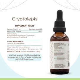 HerbEra Cryptolepis B60 Alcohol-Free Herbal Extract Tincture, Super-Concentrated Wildcrafted Cryptolepis (Cryptolepis Sanguinolenta) Dried Root (2 fl oz)