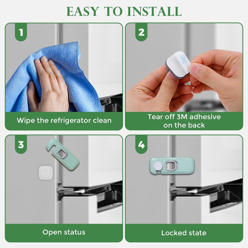 KIZZHISI 5Pack Child Proof Refrigerator Lock, Baby Proofing Cabinet Locks,