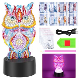 Zoyomax Gifts for Girls 5 6 7 8 9 10 Years, Diamond Painting Children's Toy Birthday Creative 3D Diamond Painting Night Light Owl Christmas Gift for Children Girls from 6-12 Years