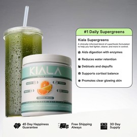 Kiala Nutrition Super Greens, Organic Greens Powder with Spirulina & Chlorella for Digestion, Gut Health, Immunity & Energy, Vegan, Miami Vice:_Tropical Splash