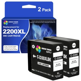 Green Toner Supply PGI-2200XL Black Ink Cartridges (Twin Pack) Replacement for Canon PGI 2200 XL 2200XL PGI2200XL Ink Cartridge for Maxify MB5020 MB5120 MB5320 MB5420 iB4020 iB4120 Printer