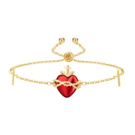 TALYKONG Sacred Heart of Jesus Bracelet for Women Catholic Christmas Jewelry Gifts for Women