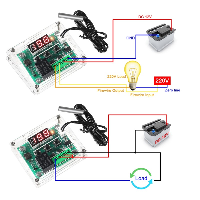 2PCS W1209 Temperature Controller Module,LED Display Digital Thermostat Module with