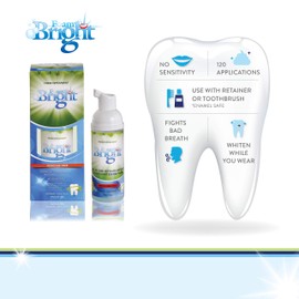 FoamBright 2-in-1 Aligner/Retainer Cleaner Stain Remover & Teeth Whitening Foam Toothpaste Great for Invisalign, ClearCorrect, SmileDirectClub, Candid, Byte, Essix, Vivera, Hawley, Dentures & Braces