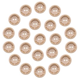 200Pcs 1 inch Handmade with Love Wood Buttons for Crafts 25mm Round Wooden Craft Buttons Bulk for Sewing Crafting