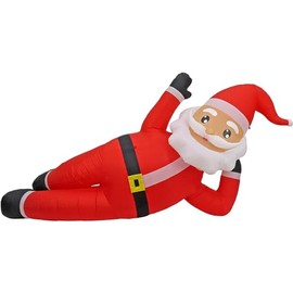 National Tree Company First Traditions Inflatable Waving Cheeky Santa, Includes Ground Stakes and Tethers, LED Lights, Plug in, 72in
