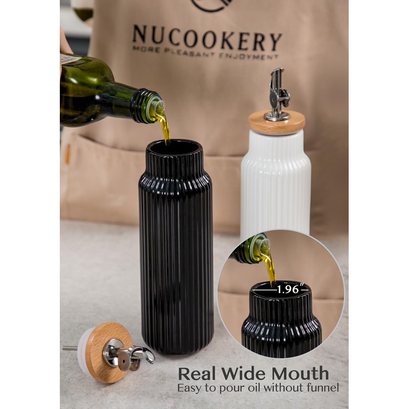 Nucookery Ceramic Olive Oil Dispenser Bottle for Kitchen, 14 oz